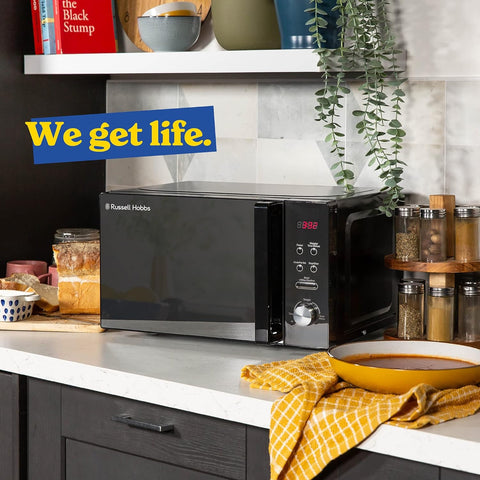 20L Black Digital Solo Microwave 800W with Auto Cook & Defrost