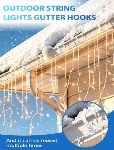 60 Pack Gutter Hooks for Outdoor Lights – S Clips for Hanging Christmas & Fairy Lights on Gutters – Make Festive Lighting Easier to Hang and Easier to Enjoy