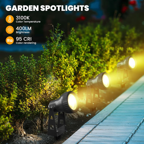 Kawaya 4-in-1 Mains Powered Garden Spike Lights 14M, IP68 Waterproof