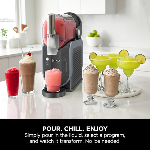 SLUSHi Frozen Drinks Maker – Make Slushies, Milkshakes, Frozen Cocktails & Frappés – No Ice Needed, 1.9L Capacity, Blue & Grey