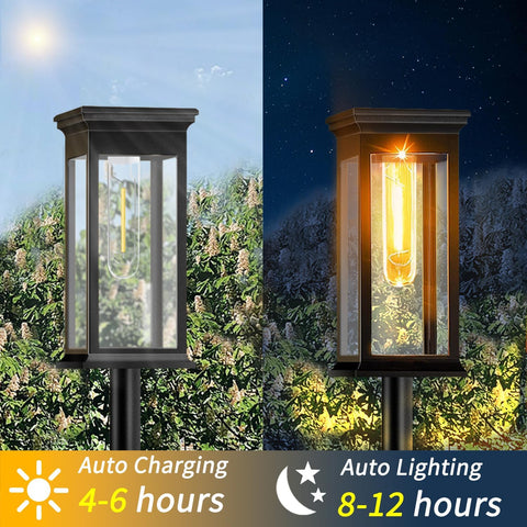Solar Lights Outdoor Garden, 6 Pack Garden Lights Solar Powered Waterproof, Auto On/Off Warm White Pathway Light Ideal for Lawn, Yard, Path, Patio ＆ Landscape