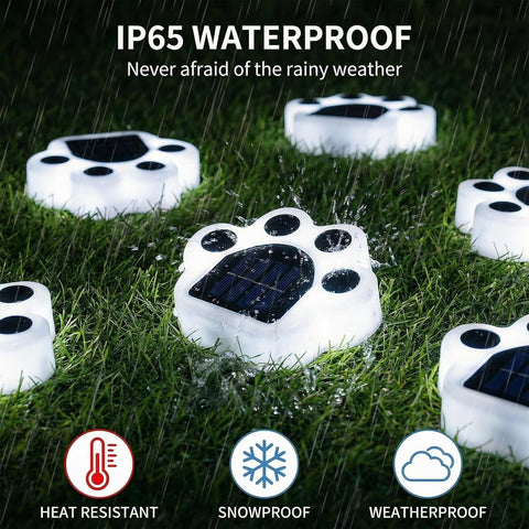 Fohil Solar Garden Lights Outdoor, 4 Pack Solar Ground Lights Paw Print Waterproof Decorations Outdoor for Stair, Steps, Garden, Yard, Pathway, Lawn