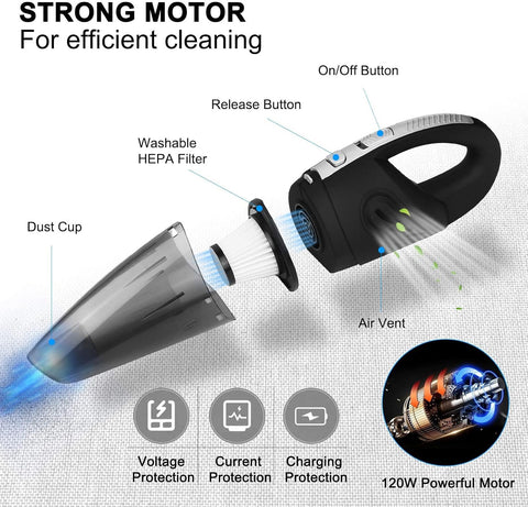 URAQT Handheld Lightweight Wet Dry Vacuum Cleaner Cordless, 120W