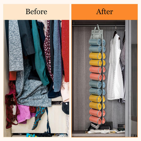 Lirex 24-Pocket Hanging Leggings Organiser – Black Oxford Cloth Closet Storage for Jeans, Shirts and Accessories