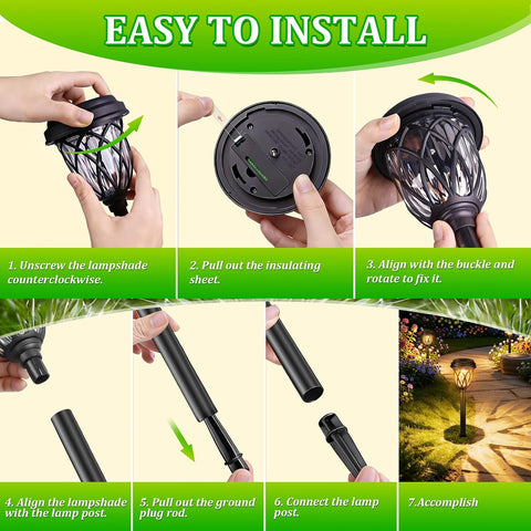 SCNNC Solar Lights Outdoor Garden Stake, 6 Pack LED Garden Lights Solar Powered Waterproof, Pathway Lighting for Landscape Patio Yard Walkway Path Garden Decoration