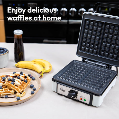 Waffle Maker 4-Slice – 1200W Waffle Iron with Adjustable Temp, LED Indicator & Non-Stick Plates – Breakfast & Dessert