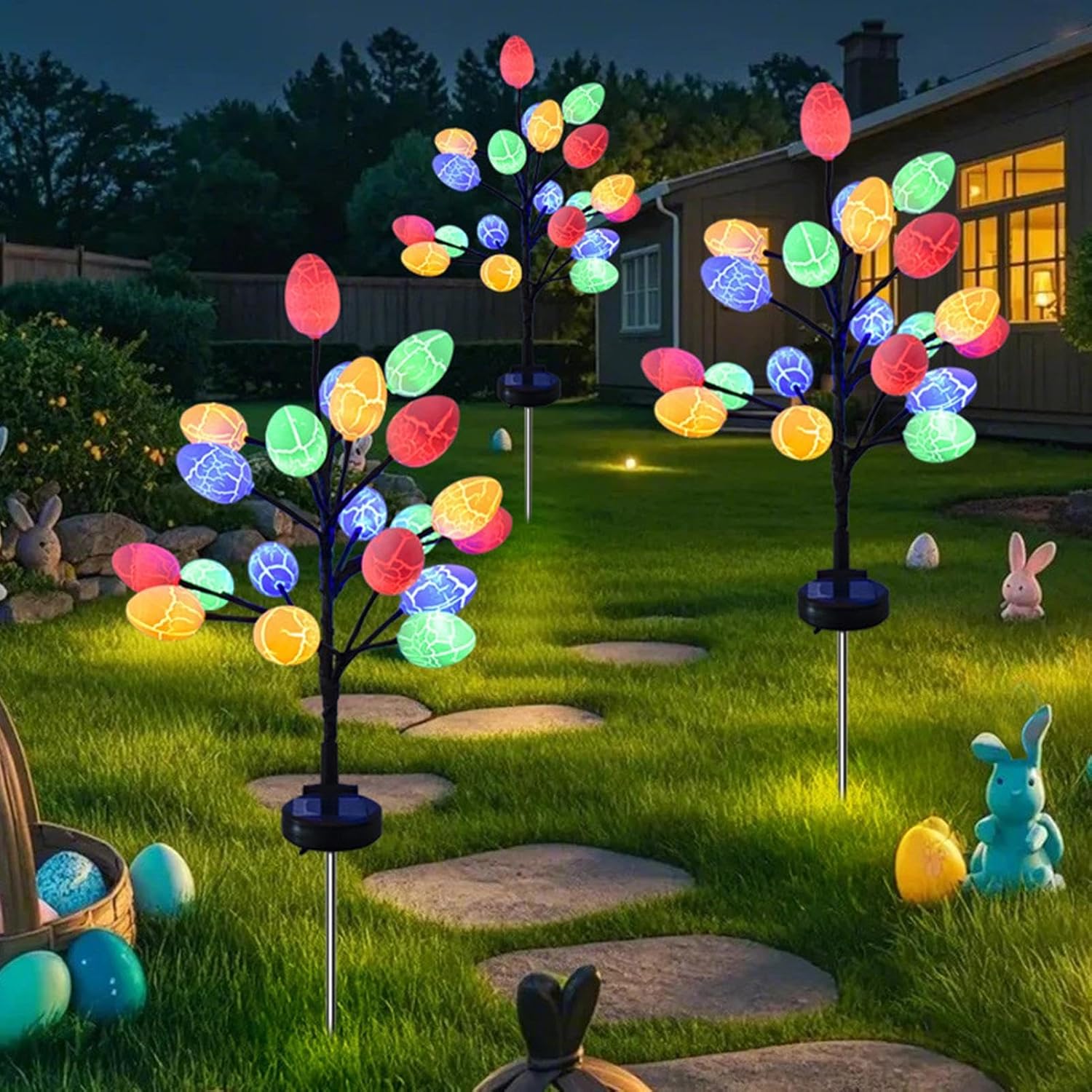 Easter Egg Solar Lights Decorative Solar Powered LED Egg String