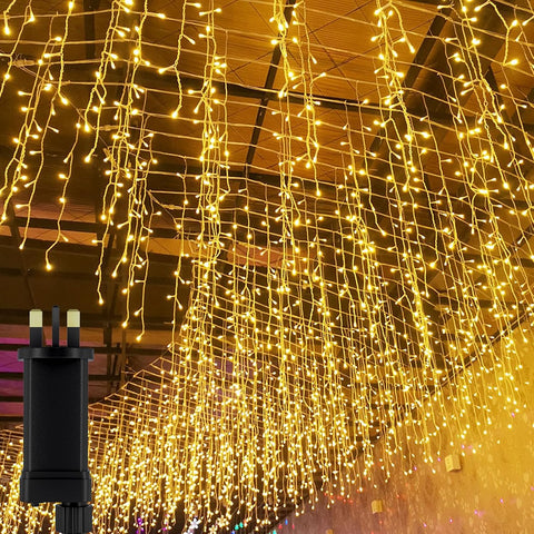 5M 200 LED Icicle Fairy Lights Warm White – 8 Modes Mains Powered Christmas String Lights for Indoor & Outdoor Décor - Turn Every Corner Into a Cosy Festive Glow