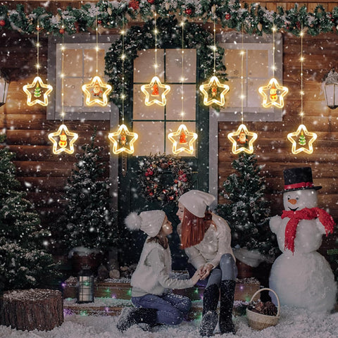 LED Stars Curtain Lights 3.5Mx3.5M Warm White USB Battery 8 Modes