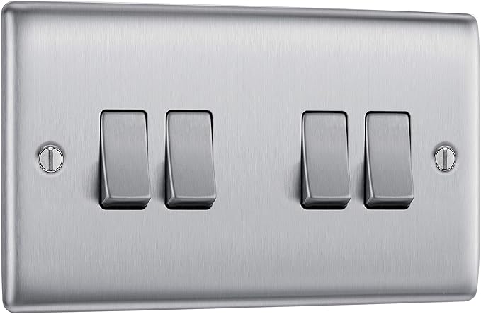 BG Nexus Metal Quadruple Wall Light Switch