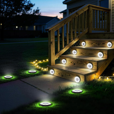 iBaycon Solar Lights Outdoor Garden,12 Pack Cool White Solar Ground Lights