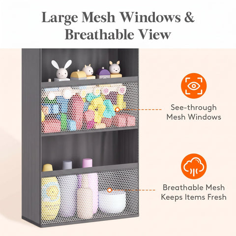 Lifewit 4-Tier Over Door Diaper Organiser, Beige – Space-Saving Hanging Nursery Storage with Mesh Windows