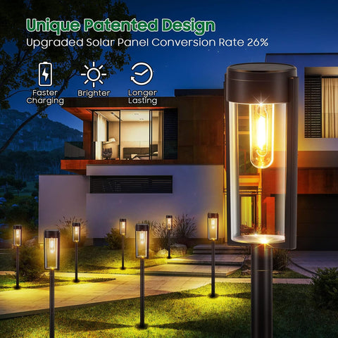 LETMY 4 Pack Solar Lights Outdoor Garden with Warm White Tungsten Filament