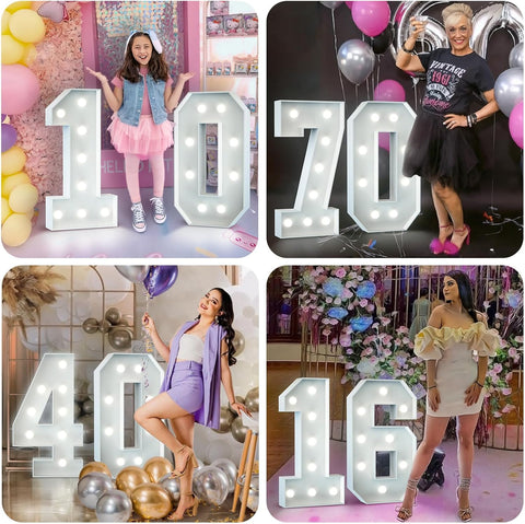 3FT Light Up Numbers Birthday Decoration Large Marquee Numbers 9 for 9th 90th Birthday Party Decor Wedding, Big Number Frame Foam Cardboard Mosaic Arch Stand Pre-cut Numbers