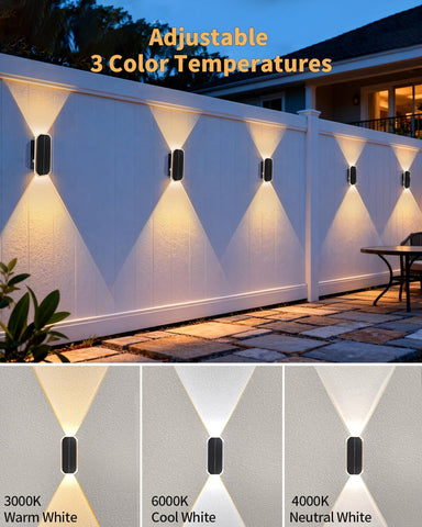 BRIMAX 6Pack Solar Wall Lights Outdoor,Up and Down Solar Fence Lights