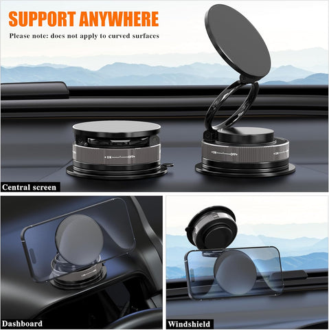 Vacuum Magnetic Phone Holder Foldable 360° Adjustable N55 Magnet