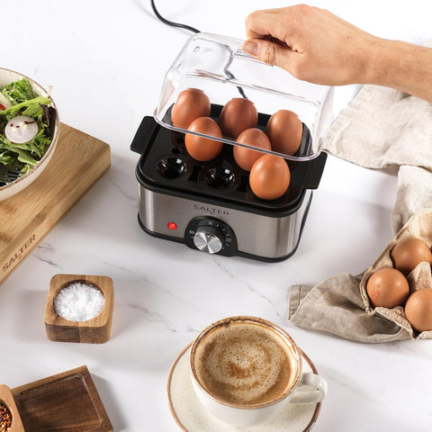 Electric Multi Egg Boiler 8 Egg Capacity Cooker with Poaching Trays, 500W Silver