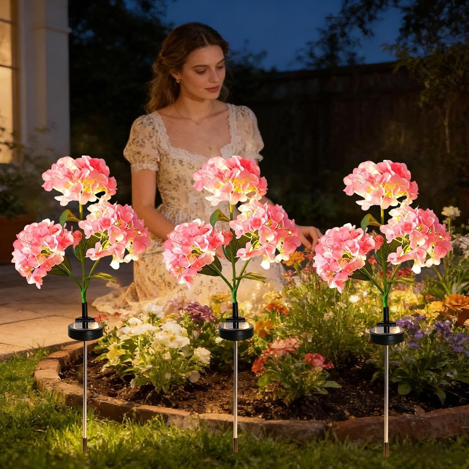 Hydrangea Solar Lights Hydrangea Waterproof Pathway Lighting