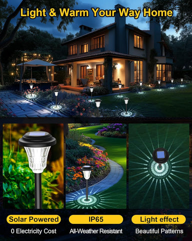 Solar Lights Outdoor Garden, 8 Pack LED Garden Lights Solar Powered Waterproof, Auto On/Off Pathway Lighting for Patio, Lawn, Yard, Landscape, Walkway, Path, Garden Decor(Cool White)