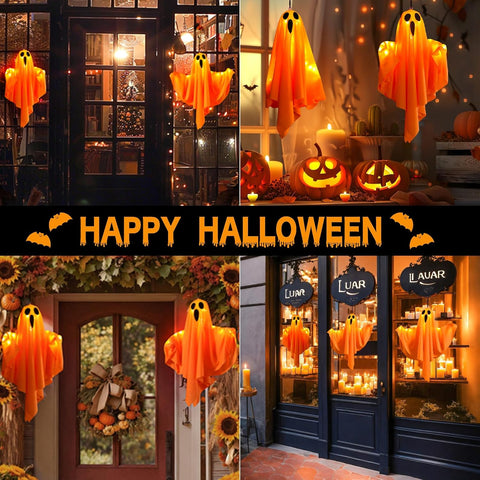 Halloween Ghost Decorations 4 Pack Hanging LED Light Up Outdoor Indoor