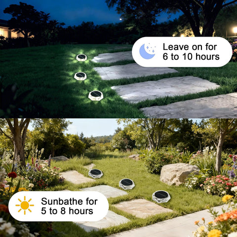 Hqynss Solar Lights Outdoor Garden, 6 Pack Solar Ground Disk Light