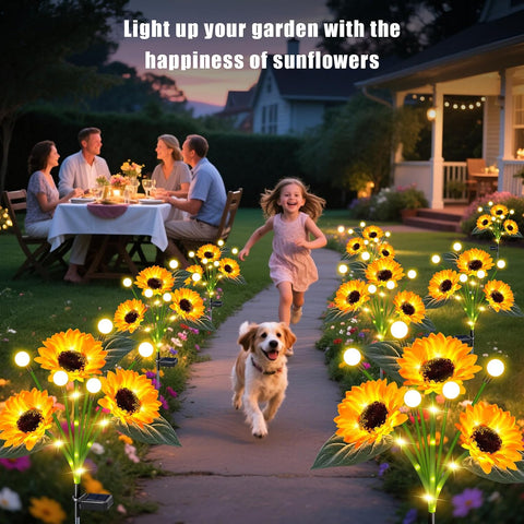 Solar Sunflower Lights 6 Pack Waterproof Outdoor Memorial Gifts for Mom Grandma,Solar Sunflower Lights Outdoor Garden Decor for Yard Patio Lawn Pathway Backyard