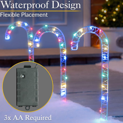 Candy Cane Pathway Christmas Lights Multi Colour 30cm