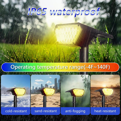 2pack Solar Spot Lights Outdoor,Auto On/Off Solar Lights Outdoor Waterproof IP65,2-in-1 Solar Powered Outdoor Landscape Lighting,Solar Lights for Outside Yard Garden Pathway (Warm White)