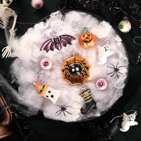 Valery Madelyn 12-Piece Halloween Hanging Decorations – Orange & Purple Pumpkin, Bat, Spider & Boot Ornaments for Indoor & Outdoor Décor