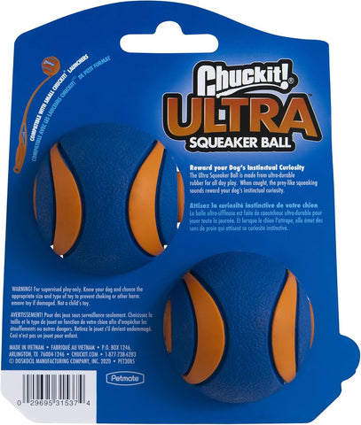 ChuckIt! Ultra Squeaker Ball Dog Toy 2 Pack Small