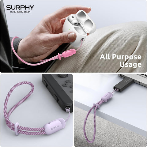 SURPHY Wrist Strap Lanyard for Phone 2 Pack Adjustable Combo Rose Pink & Lilac