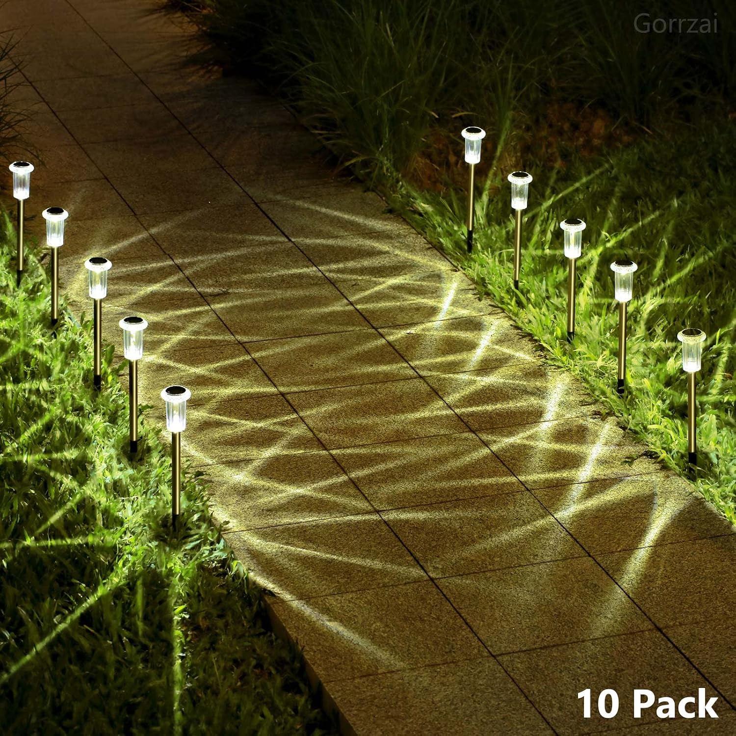 15 Pack Solar Lights Outdoor Waterproof Pathway Lights, Warm White