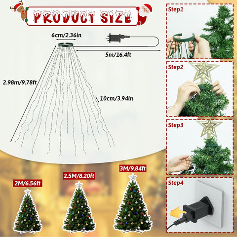480 LED Christmas String Lights – Warm White, 3m × 16 Lines