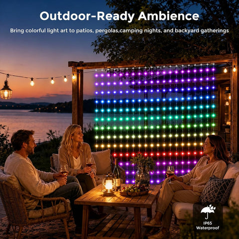 2m x 2m Smart Curtain Fairy Lights 400 RGB LEDs with App & Remote – IP65 Waterproof Indoor & Outdoor String Lights for Bedrooms, Christmas, Weddings & Parties - Turn Any Wall Into a Glow-Up