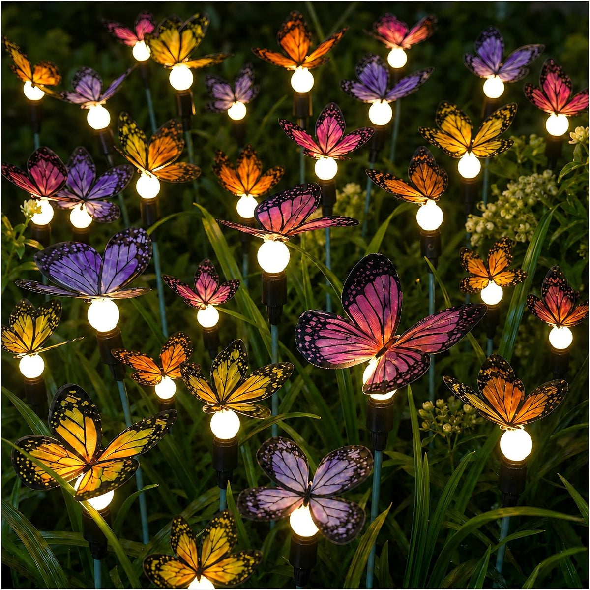 Solar Butterfly Lights Outdoor 4 Pack, Swaying Garden Stake Decor