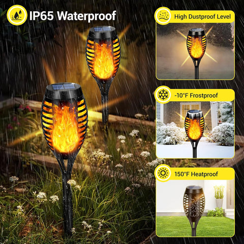 Solar Lights Outdoor Waterperoof Upgraded, 10Pack Solar Tiki Torches with Flickering Flame, 12LED Mini Solar Garden Lights for Patio Yard Pathway Landscape Decorations-Dusk to Dawn Auto On/Off