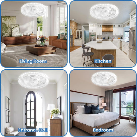 Dimmable LED Ceiling Fan with Light & Remote - 3 Speed 3 Color Temperature Modern Ultra-Thin Design