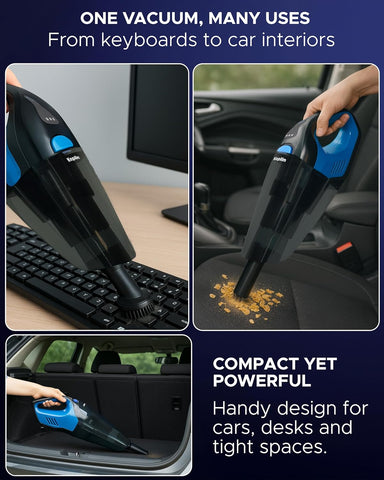 KEPLIN Black/Blue Cordless Handheld Vacuum Cleaner – Wet & Dry, 30-Min Runtime