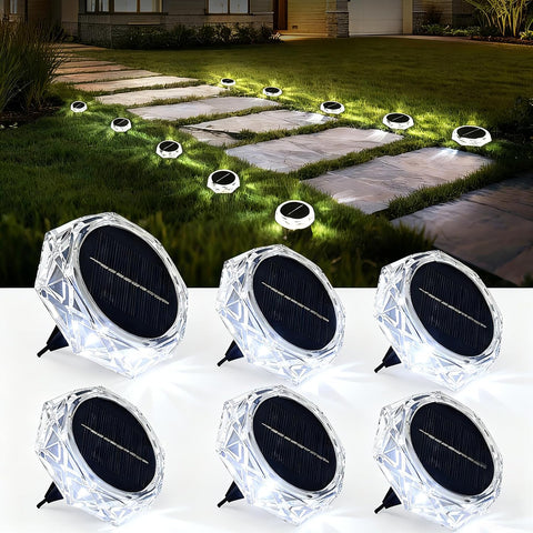 Hqynss Solar Lights Outdoor Garden, 6 Pack Solar Ground Disk Light