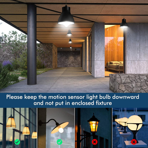 ONJIE PIR Motion Sensor LED Bulb 12W B22 Cool White 6000K 4 Pack