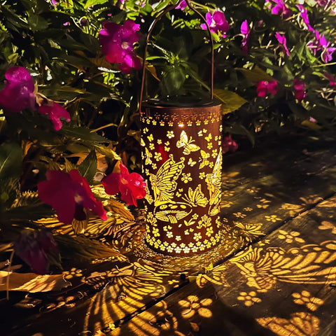 Garden Ornaments Fairy Solar Lantern – Outdoor Hanging Decorative Lantern Light, Waterproof Metal Solar Lamp for Garden, Patio, Yard, Lawn, Porch – Retro Copper Finish