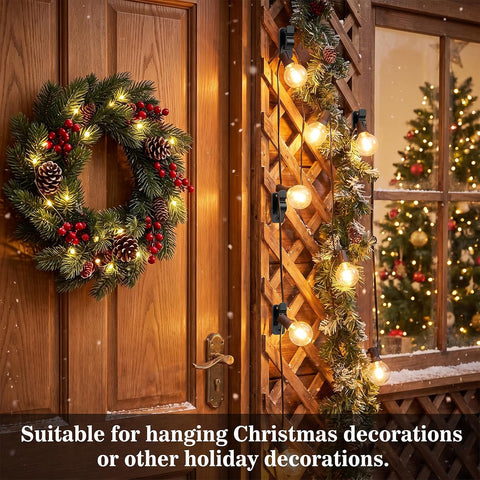 50 Pack Outdoor String Light Clips Screw Hooks – Garden Hooks for Lights & Cable Organisation – Make Every Outdoor Setup Feel Neat and Finished