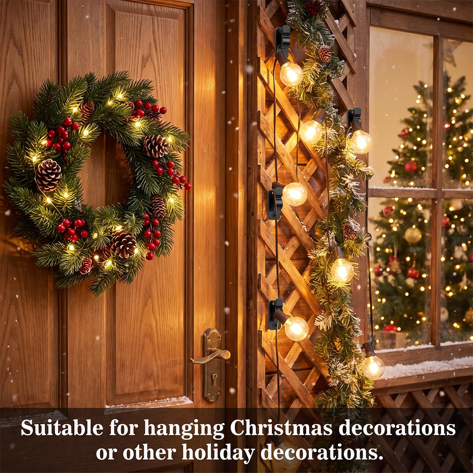 60 Pack Outdoor String Light Clips Screw-in Hooks – Garden Hooks for Fairy Lights, Garden Lighting & Decorative Cables – Keep Every Light Neat, Secure and Exactly Where You Want It
