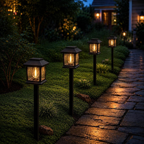 Solar Lights Outdoor Garden, 4 Pack Garden Pathway Stake Lights