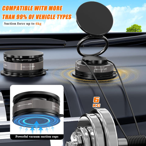 Vacuum Magnetic Phone Holder Foldable 360° Adjustable N55 Magnet