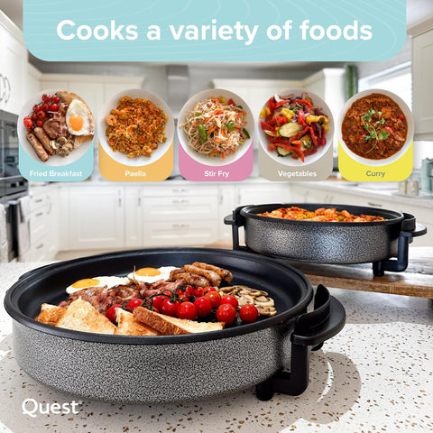 30cm Multi-Function Electric Cooker Pan with Lid – Non-Stick Aluminium, Adjustable Thermostat & Detachable Cable