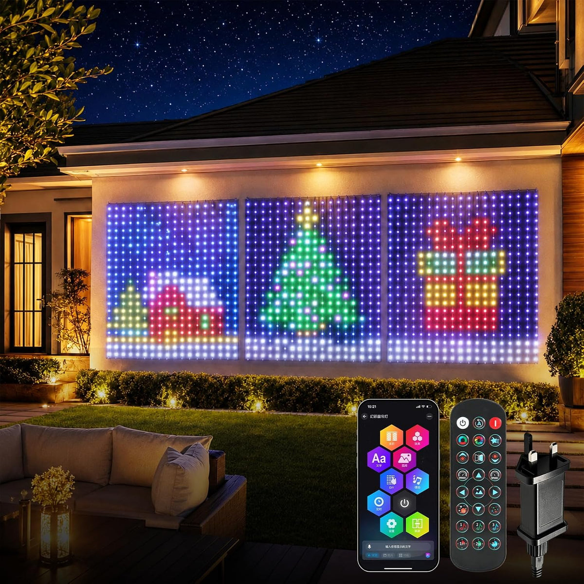 2m x 2m Smart Curtain Fairy Lights 400 RGB LEDs with App & Remote – IP65 Waterproof Indoor & Outdoor String Lights for Bedrooms, Christmas, Weddings & Parties - Turn Any Wall Into a Glow-Up