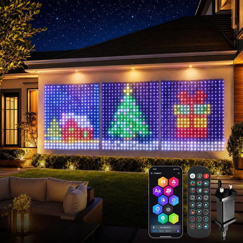 2m x 2m Smart Curtain Fairy Lights 400 RGB LEDs with App & Remote – IP65 Waterproof Indoor & Outdoor String Lights for Bedrooms, Christmas, Weddings & Parties - Turn Any Wall Into a Glow-Up