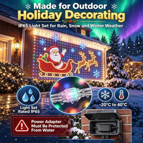 3M × 3M Christmas LED Net Lights – 400 RGB Outdoor Mesh Lights with 6 Modes, Timer & Remote Control - Turn Your House Into a Festive Light Show