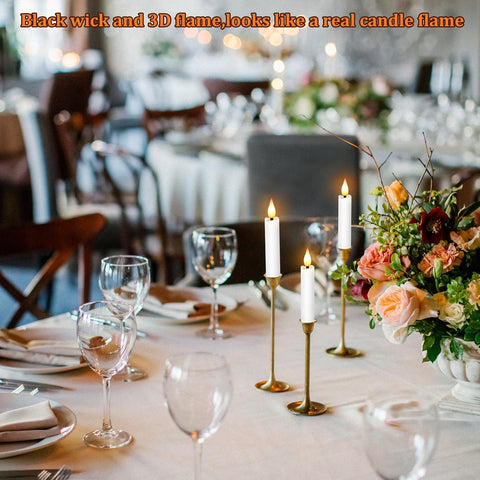 LED Taper Candles Light Set of 24, Battery Operated Flameless Floating Candles with 3D Wick, Clip-On Design, Remote Control & Timer, Warm White